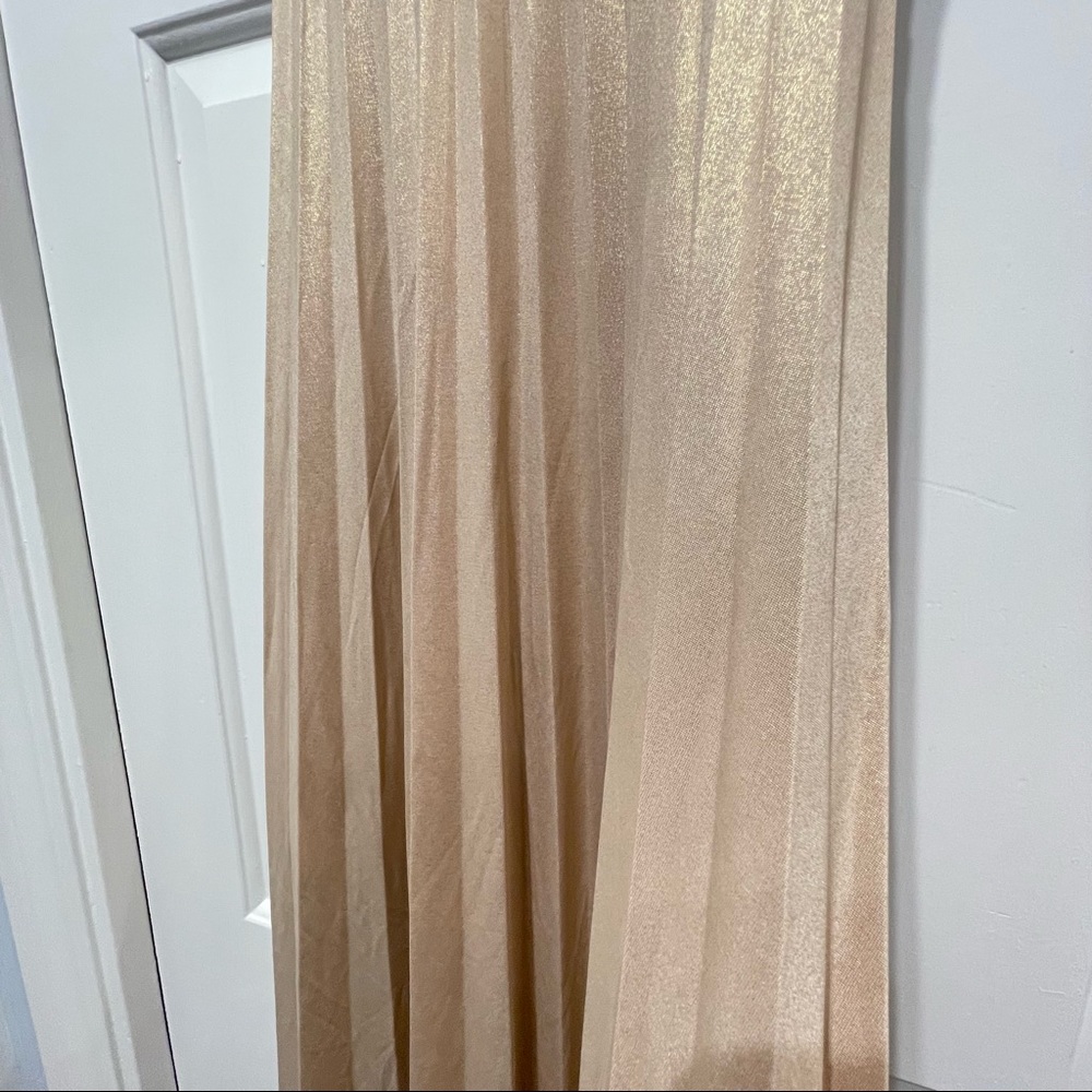 sold-Kenedik Dress Womens Large Gold Pleated Formal Cocktail A Line - Picture 4 of 13